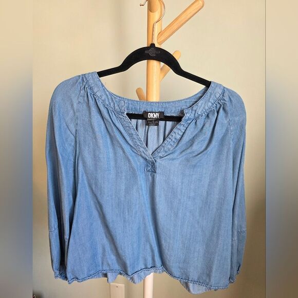 DKNY Light Denim Blue Blouse - Picture 1 of 4
